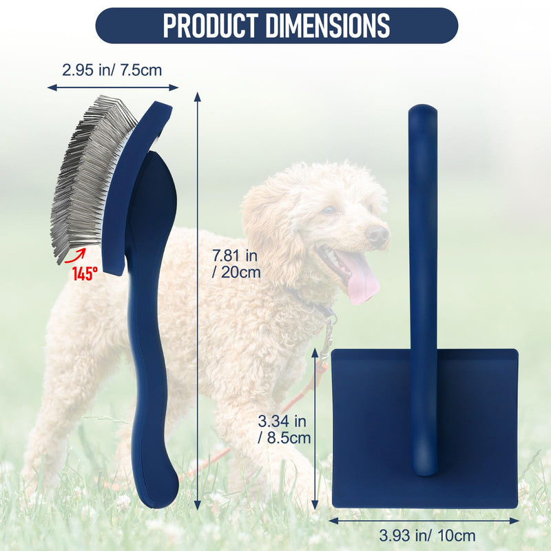 Slicker Brush for Dogs & Cats, Multi-Functional Deshedding Brush for Long Curly Hair, Soft Gentle Grooming Tool for Goldendoodles Poodles for Home Daily Care, Outdoor Walks & Travel Use