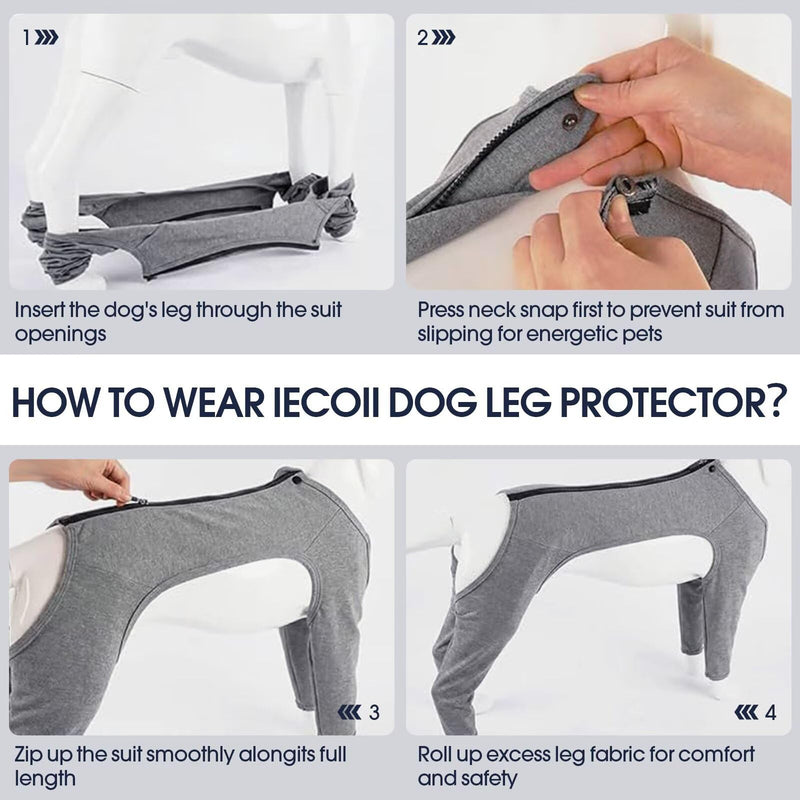 IECOii Dog Recovery Sleeve Back Leg Long Sleeves,Dog Leg Protector After Surgery,Dog Leg Cover Anti Licking Post Surgery Pants,Soft Dog Recovery Suit with Legs,Machine Washable Easy Wear,Grey,Size 3XL 3XL(Back Lenth:24.4") Grey