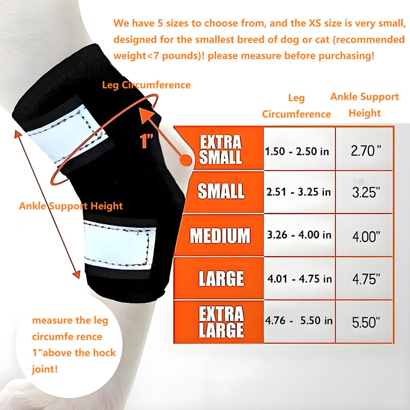 1 Pair Dog Hock Brace Canine Rear Leg Ankle Support with Safety Reflective Straps for Hind Leg Wounds Heal and Injuries and Sprains from Arthritis (XS) XS