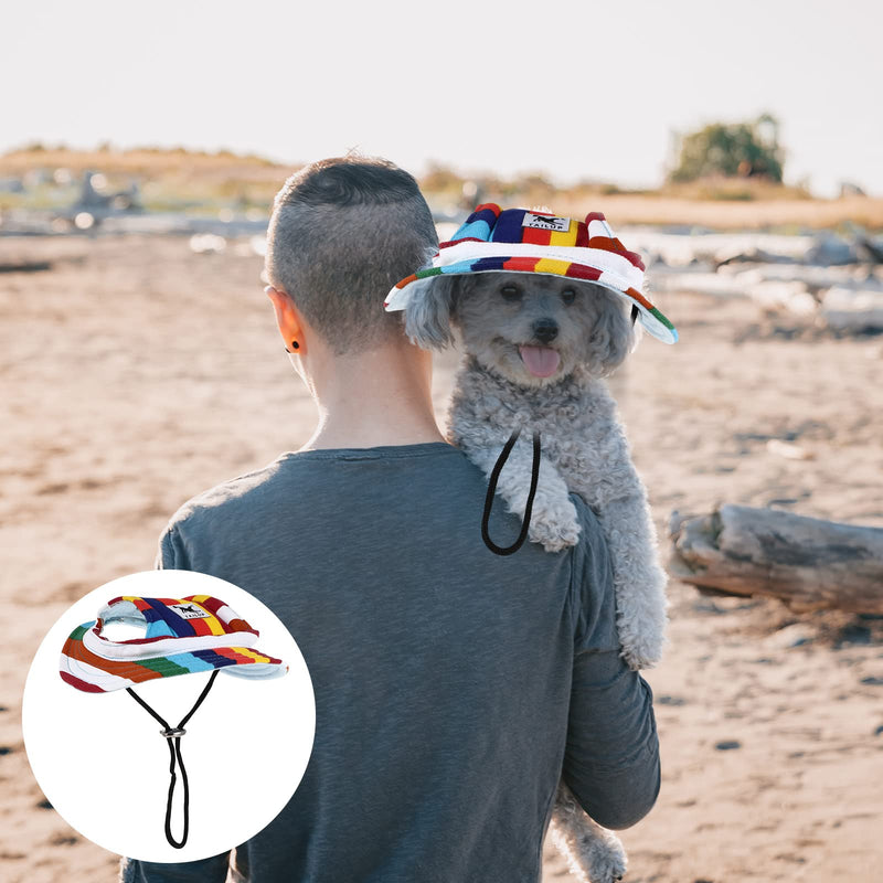 WINOMO Round Brim Pet Cap Stripe Pet Dog Mesh Porous Sun Cap with Ear Holes for Small Dogs (Head Circumference:34cm/13.4inch) Medium (Pack of 1)