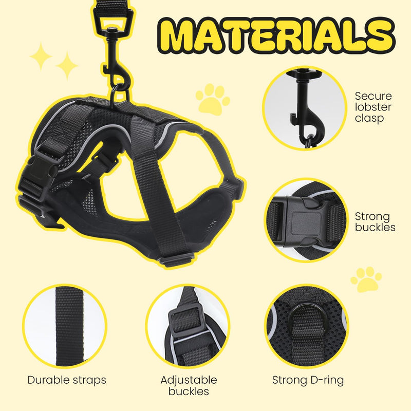 No-Pull Cat Harness and Leash Set for Small Cats – Adjustable Reflective Soft Padded Pet Vest for Walking & Training (Size Small)
