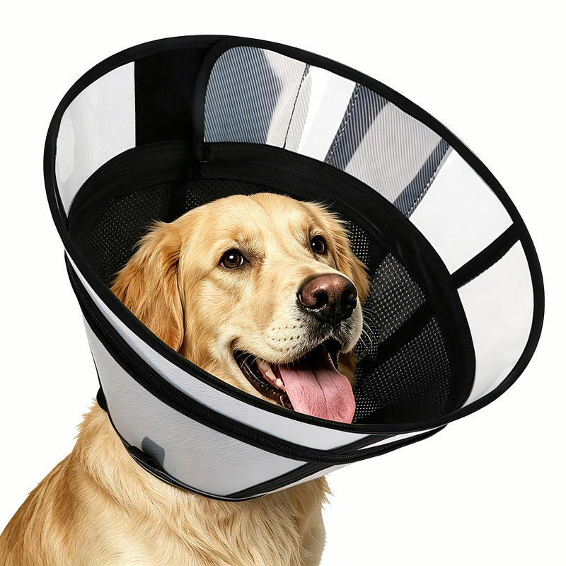 Upgraded Dog Cone Collar for Dogs After Surgery, Soft Transparent Pet Recovery Collar for Large Medium Small Dogs, Depth Adjustable Dog Cone Collar, Elizabethan Collar (XL, Black) XL (Neck: 17.72-20.47")