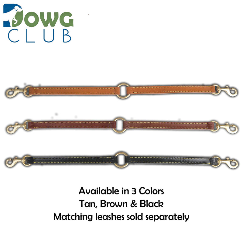 Genuine Leather Coupler for Dog Leash, for Walking 2 Dogs | Multipurpose, Can be Used as Safety Seatbelt Leash in car, Backup Clip for Dog Harness | 20” (Coupler Brown) Coupler Brown - PawsPlanet Australia