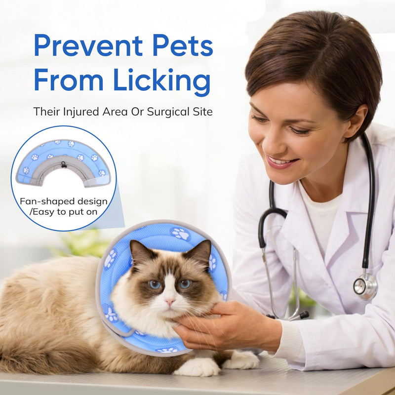 Cat Cone Collar Soft to Stop Licking After Surgery Blue M