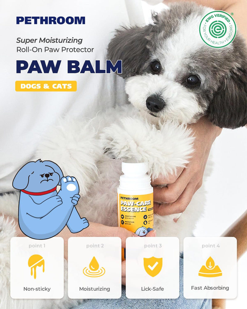 [PETHROOM] Roll-on Paw Balm for Cats & Dogs | Lick-Safe, Super Moisturizing Paw Protector | Soothing Protection from Hot Pavement | Easy to Apply | Quick Drying, Non-Sticky, Non-Staining 2.87 fl.oz. - PawsPlanet Australia