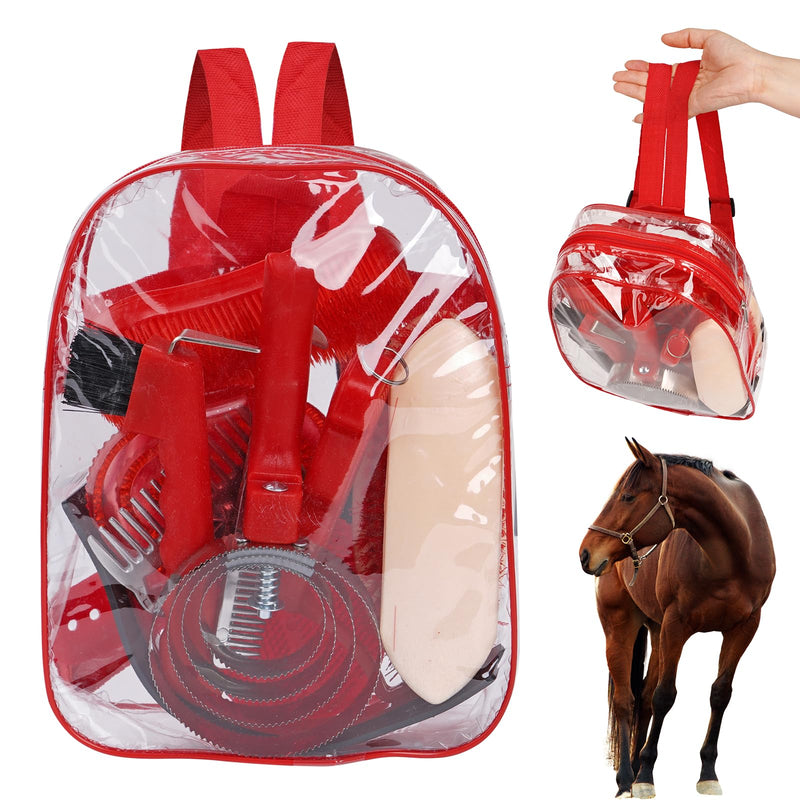 Horse Grooming Kit, Horse Brushes for Grooming 10pcs Horse Cleaning Tool Set with Tote Bag, Sweat Scraper, Curry Comb, Brush, Hoof Pick, Livestock Bathing Supplies Equine Care Supplies - PawsPlanet Australia