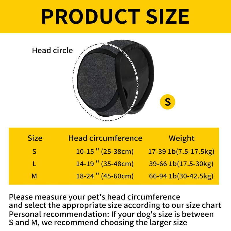 Dog Ear Defenders,Dogs Ears Muffs Noise Protection Adjustable Snood Calming Cancelling Pet Protectors Cover Head Wrap Headphones Covers,for Anxiety Relief Swimming Bath Grooming Thunder Fireworks (S) S