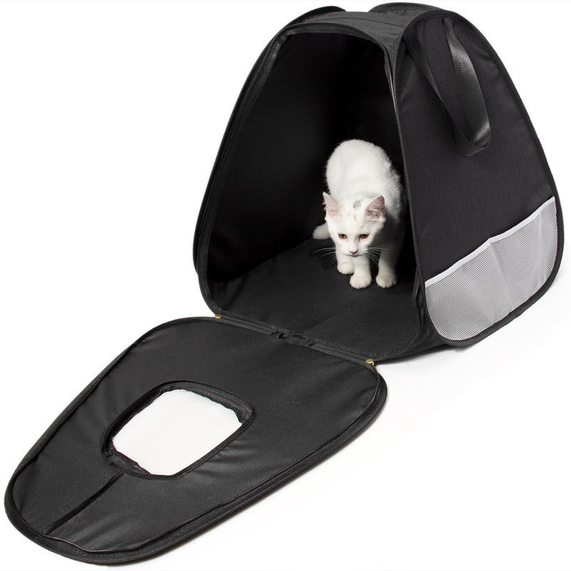 Large Portable Upgrade Travel Cat Litter Box,Leak-Proof, Lightweight, Foldable Cat Playpen (Black, 17.7" Lx17.7 Wx19.6 H - PawsPlanet Australia