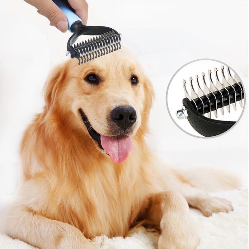 2-in-1 Pet Grooming Tool, Demating Comb for Small, Medium to Large Dogs and Cats, 11 + 6 Double-Sided Deshedding Tool, Removes Knots and Tangled Hair (Blue) Blue-a - PawsPlanet Australia