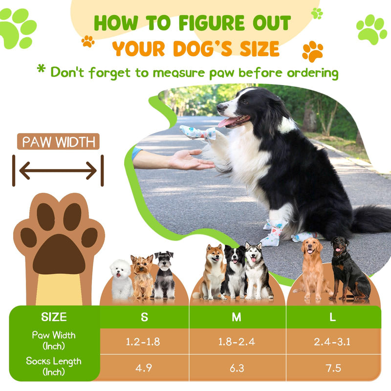 Disposable Dog Socks Waterproof, Dog Paw Protectors Prevent Licking, 20pcs Boots Cover & 3pcs Paw Bandage, Lightweight Shoes for Small Medium Large Dogs in Rain Snow Winter Summer Outdoors(Green, S) blue-green S, Paw Width:1.2-1.8inch - PawsPlanet Australia