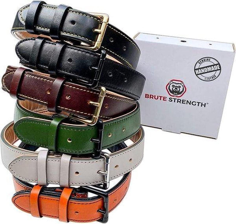 Brute Strength Leather Dog Collar Orange S 26-33 cm S - 26-33 cm