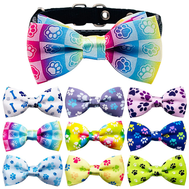 PET SHOW Paw Bone Printed Small Dogs Bowties Collar Charms Bows Attachment Medium Large Puppies Cats Accessories Bulk Slides S/M (3.8*1.8) 50pcs/lot - PawsPlanet Australia