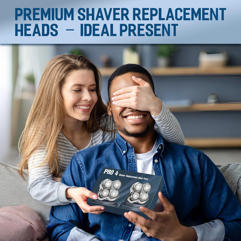 2 Pack Pro 4 Replacement Blades Compatible with Skull & Pitbulls Shaver Head Gold PRO, Silver PRO, Platinum PRO, Butterfly Kiss PRO | Floating 4 Heads Electric Razor Refills + 1 Cleaning Brush 12 - PawsPlanet Australia