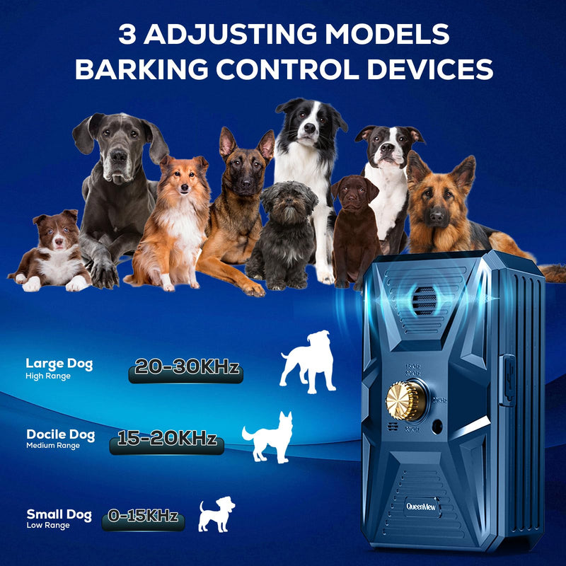 Anti Barking Devices, Auto Ultrasonic Dog Bark Deterrent Devices Long Range 50ft, 3 Modes Rechargeable Bark Box Barking Control Devices, Effective Stop Barking Dog Devices Indoor/Outdoor Training Deep Blue - PawsPlanet Australia