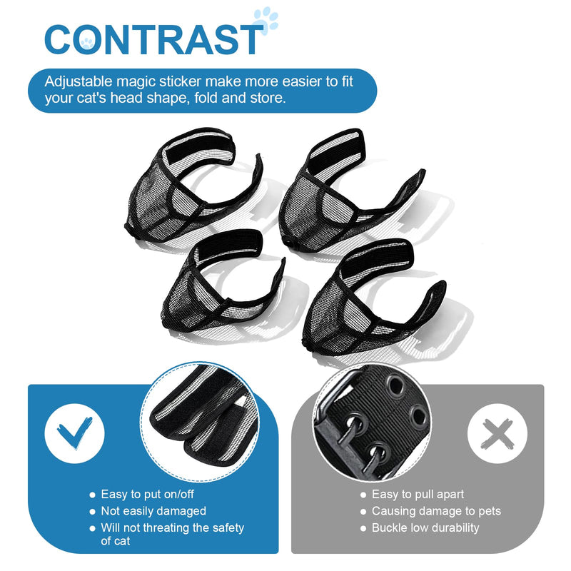 Cat Muzzle for Grooming Nail Trimming with Soft Mesh Covered, Prevent Biting Chewing(L,Black) L Black