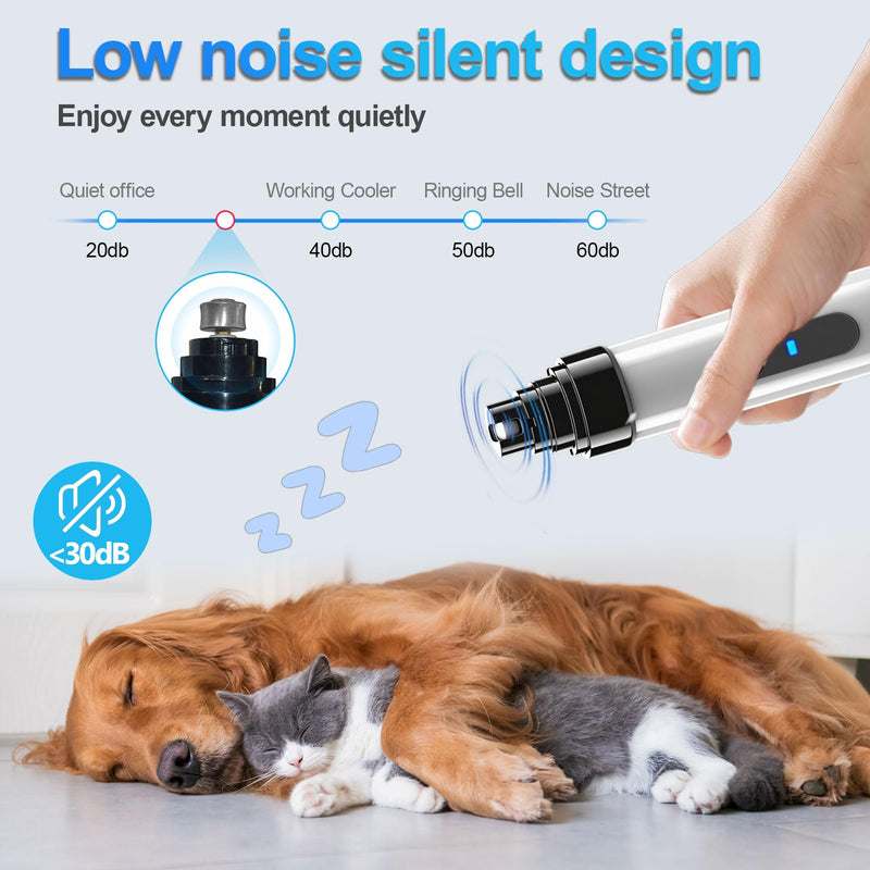 Silent Groom Pro Dog Nails, 2026 New Electric Dogs Nail Grinders, Pet Claw Grinder for Small Medium Large Dog Cat with 3 Replacement Grinding Heads