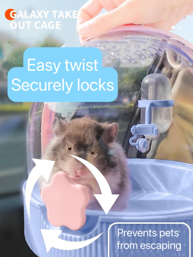 TUTU&LELE Small Animal Carrier, Travel Carry-Out Cage with Warm Plush Pads and Water Bottle can be Carried Both by Hand and Crossbody, Suitable for Dwarf Hamsters, mice, Hamsters (Blue) Blue - PawsPlanet Australia
