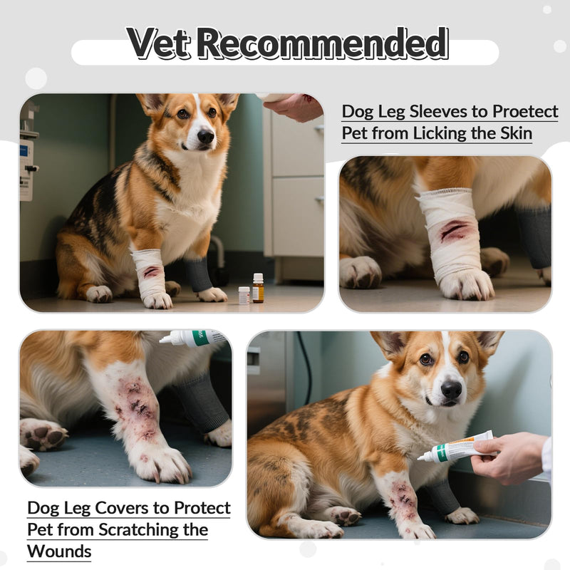 ROZKITCH 4PCS Dog Sleeves for Legs to Prevent Licking, Knitted Solid Pattern Elbow Joint Protectors for Small Dogs Chihuahua, Yorkshire Terrier, Toy Poodle, Pomeranian, Papillon Grey M M-Leg Girth: 2.67in DarkGrey