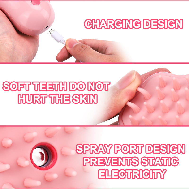 Mity rain Dog Grooming Brush, Pink Paws Self Cleaning Steamy Hair Brush for Shedding, Grooming and Massage, Unisex, All Hair Types - PawsPlanet Australia