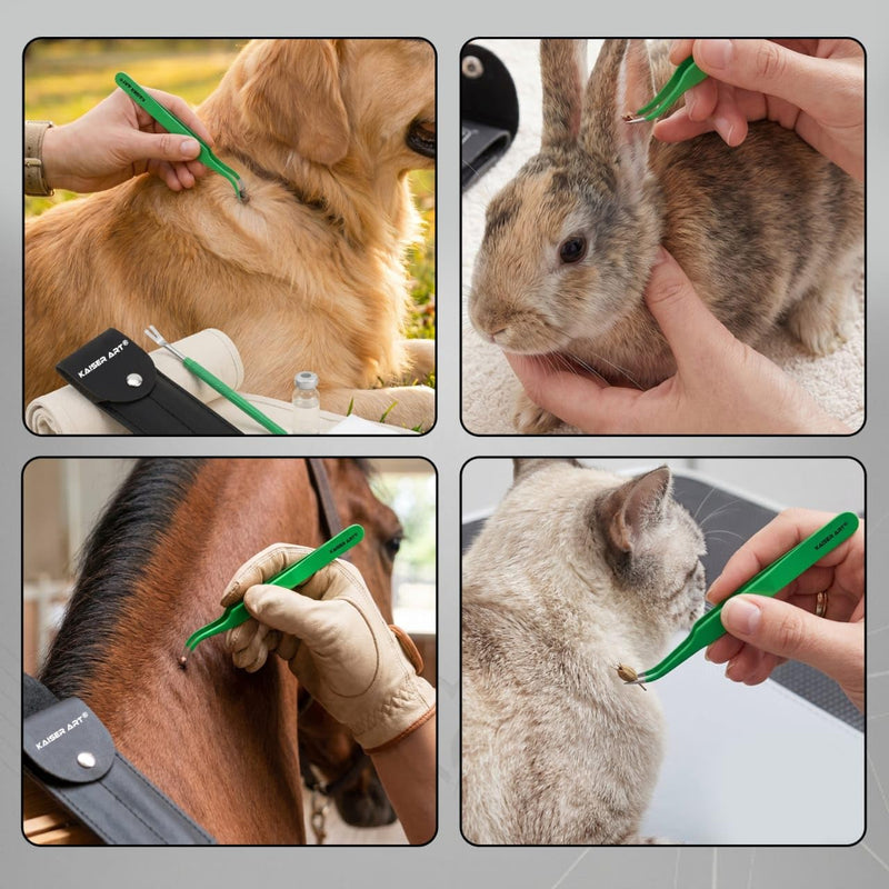Tick Remover Tool for Dogs, Cats & Humans | Deer Tick Remover Kit | Stainless Steel Tick Removal Tool with Fine Tip Tweezers | Removes Entire Tick Head & Body