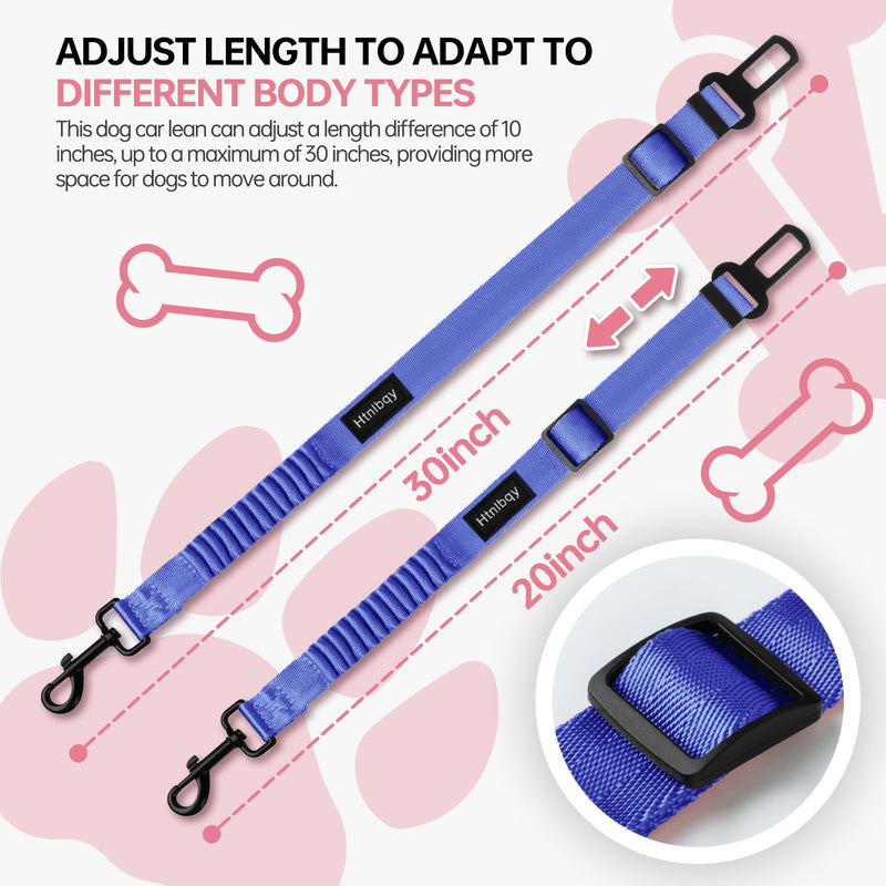 3 Pack Thickened Dog Seat Belt, Set Retractable Dog Car Adjustable Seatbelts for Vehicle Nylon Pet Safety Heavy Duty & Elastic & Durable Car Harness for Dogs, Blue Dark blue - PawsPlanet Australia