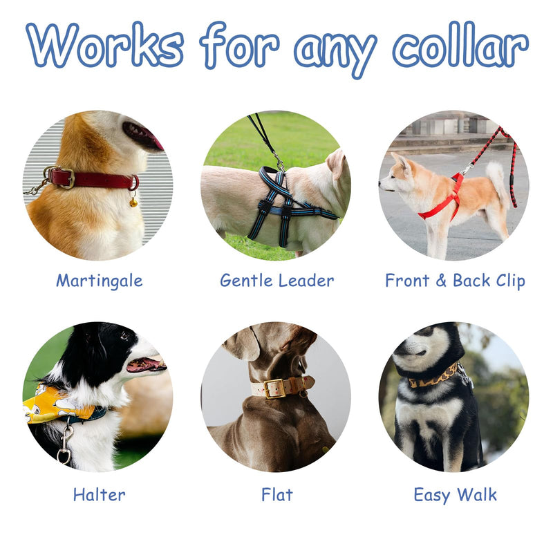 2 Pcs Dog Collar Safety Clip, Dog Backup Safety Strap Harness Connector, Dogs Leash Safetys Clips,Adjustable Prong Backup Clips, Adjustable Reflective Nylon Collar for Dogs Harness - PawsPlanet Australia