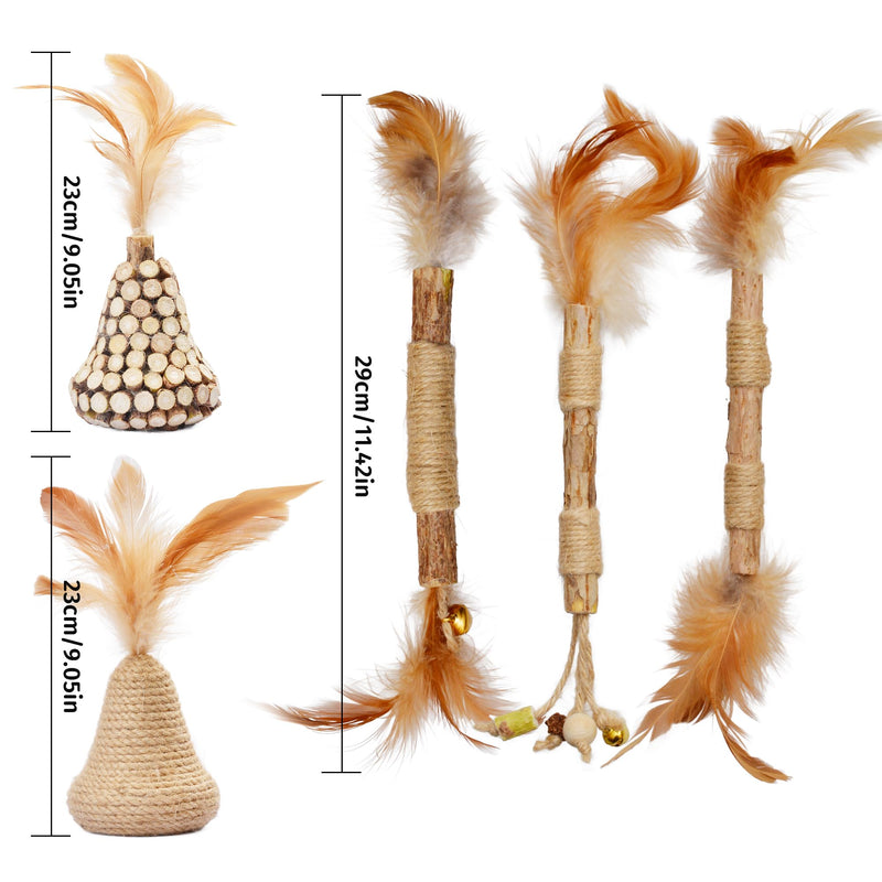 Silvervine Cat Feather Plush Mouse Toy - Natural Silvervine Catnip for Dental Health and Teething，Cat Kick Chew Stick for Indoor Use 5 Cat Feather Toys - PawsPlanet Australia