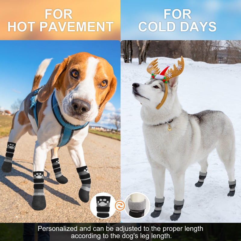 BEAUTYZOO Anti Slip Dog Socks Boots to Prevent Licking Paws, Waterproof Dog Shoes for Winter Snow/Hot Pavement, Grippy Socks with Double Straps for Hardwood Floors, Booties for Small Medium Large Dogs - PawsPlanet Australia
