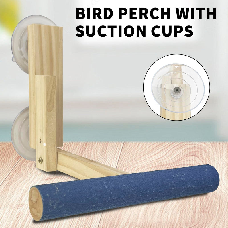 Bird Perch Stand with Suction Cup for Window Mirror, Bird Window Paw Grinding Perch Toy for Small Medium Parrot Parakeet Cockatiel Concure Budgie Macaw Finch Lovebirds T Shape