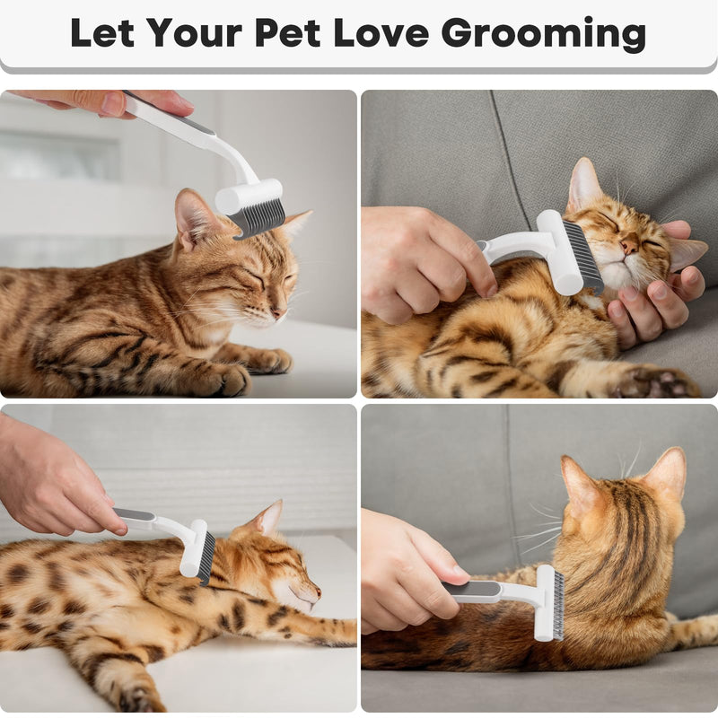 Undercoat Rake for Cats & Small/Medium Dogs - Deshedding Brush Dematting Comb for Pets Remove Loose Hair & Matted Fur, Deshedding Grooming Tool for Kitten, Puppy, and Horses(Grey) Grey - PawsPlanet Australia