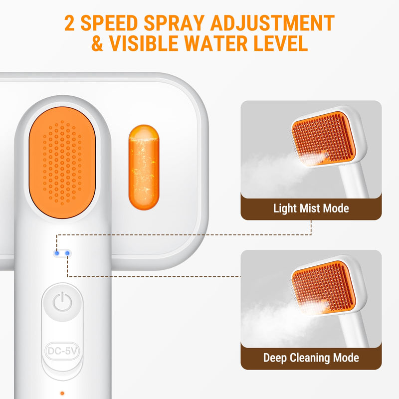 3-in-1 Pet Grooming Brush with Cool Mist & Self-Cleaning - Rechargeable Deshedding Tool for Dogs Cats, Extra Wide Comb, Water Window, Safe for All Coats
