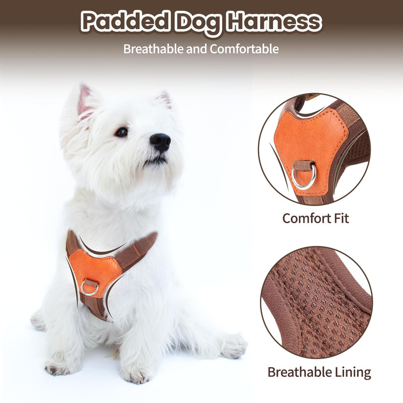 No-Pull No-Choke Dog Harness and Leash Set - Adjustable Soft Padded Vest, Lightweight Retro Design for Small Medium Dogs and Puppies, Easy Control and Comfortable Walk (Green, M) Green M(Chest 19.7"-25.2") - PawsPlanet Australia