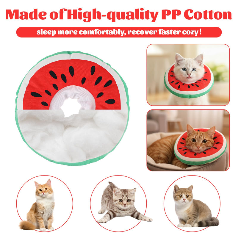 ElevateTech Cat Cone Collar Soft Kitten Cones After Surgery Cute Donut Small Kitten Cone Collar Adjustable Cat Recovery Cones to Stop Licking Neck Elizabethan Collars for Cats Kittens, Watermelon, S