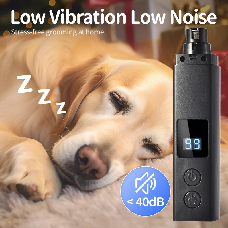 Professional 4-Speed Dog Nail Grinder, Electric Rechargeable Dog Nail Grinder with UV & Interactive Lights, Rechargeable Quiet Pet Nail Grinder, Nail Clippers for All Type Dogs Cat (Black) Black - PawsPlanet Australia