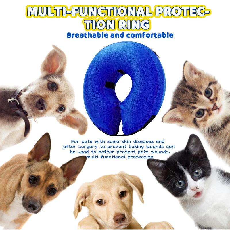 GMMG Inflatable Elizabethan Dog Collar Soft Adjustable Protection for Post-Operative Recovery (38-50cm) Blue PVC
