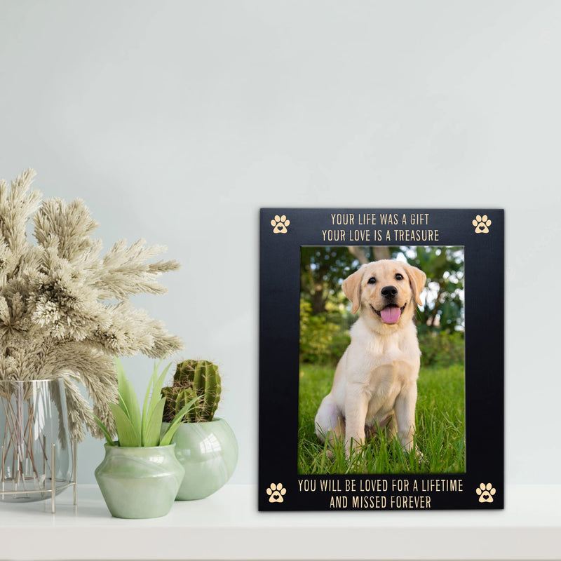 Pet Memorial Engraved Photo Frame, Pet Loss Gifts, Cat Loss Gift, Dog Loss Gift, Pet Bereavement Gift, Pet Sympathy Gift, Pet Loss Frame, Your Life Was a Gift, Your Love is a Treasure Life was a gift - 5x7 - Portrait - PawsPlanet Australia