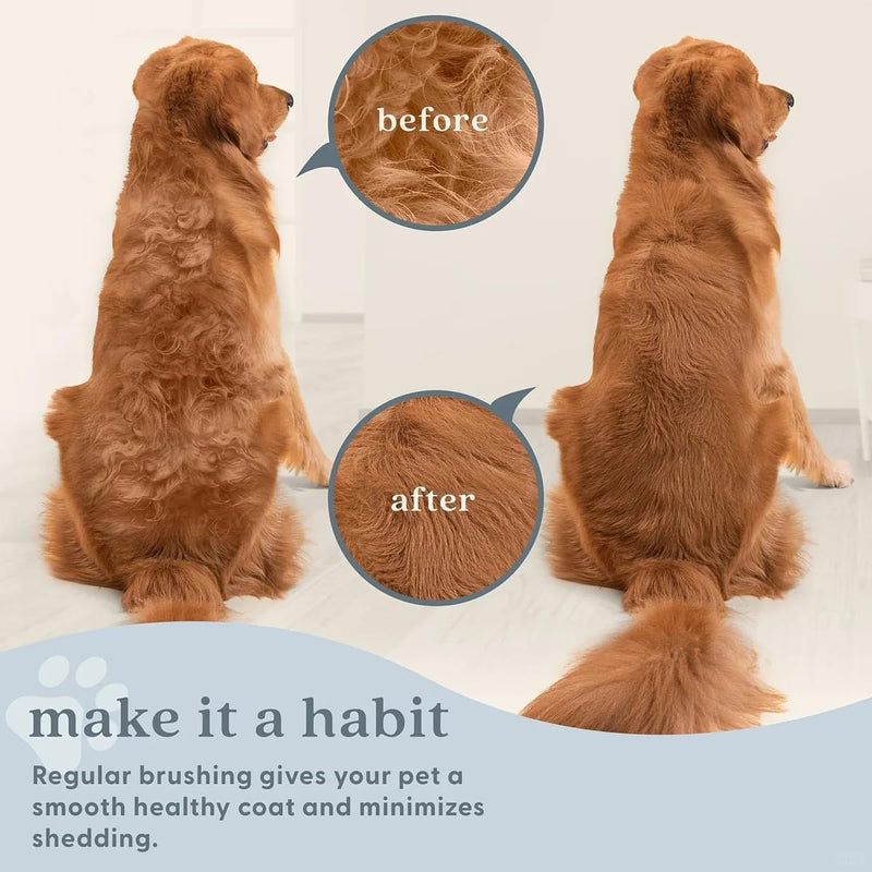 Undercoat Rake for Dogs - Professional Pet Shedding Dematting Comb with Wood Handle, Stainless Steel Blades for Pet Cats Dogs Matted Hair Tangles Removing 2 Sides Dematting Comb - PawsPlanet Australia