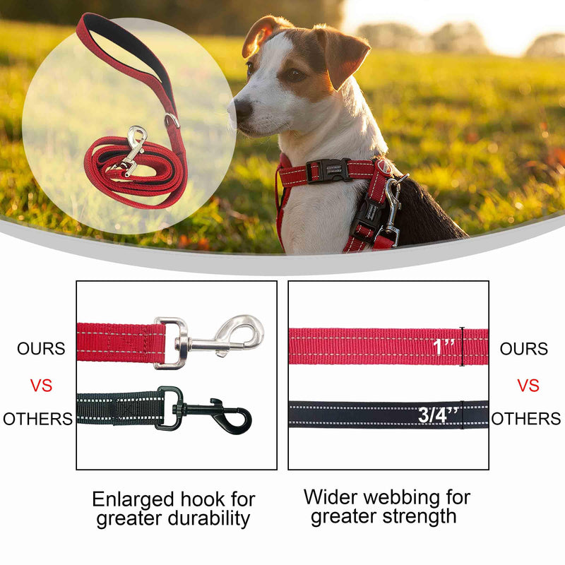 Heavy Duty 2 Padded Handle Standard Leashes Red 6Ft and Dog Treat Pouch for Quick & Spill-Proof Access, Long Traffic Leash and Pet Treat Bag for Pet Training and Walking. - PawsPlanet Australia