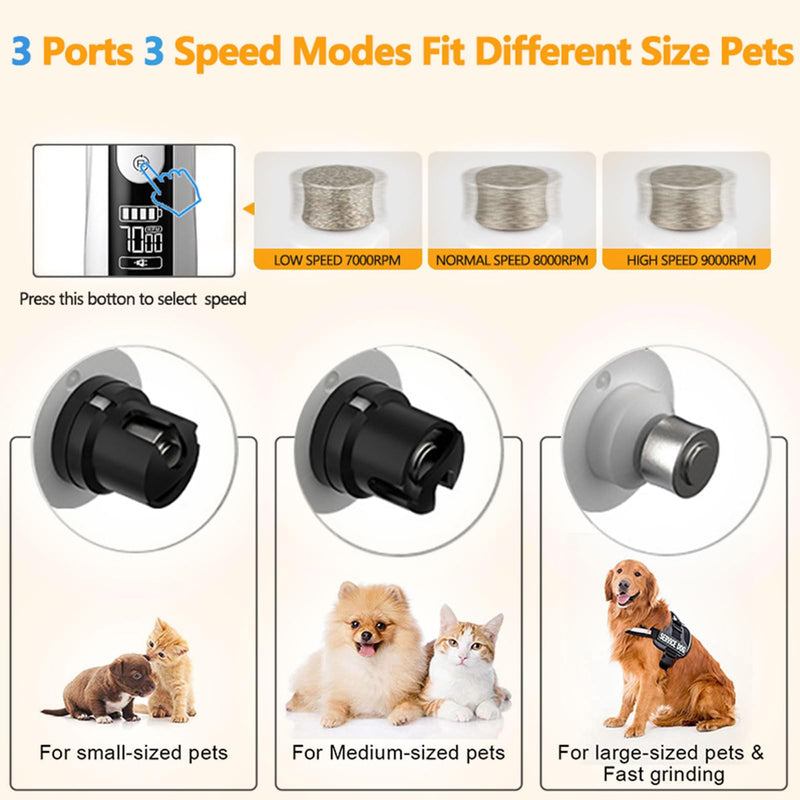 2026 Upgraded Silent Groom Pro Nail Grinder - 3-Speed Cordless Grooming Pro Nail Grinder, Pet Nail Trimmer with 2 LED Light,USB-C Rechargeable & 2 Grinding Wheels for Small Medium Large Dogs and Cats 1pc