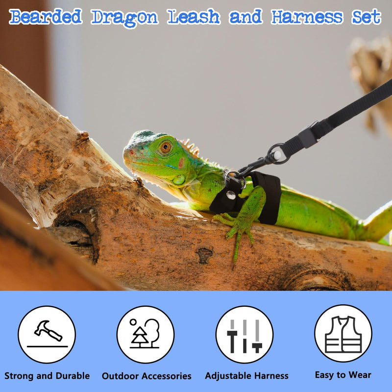 3 Pack Bearded Dragon Harness and Leash, Adjustable Bearded Dragon Leash and Harness Set with Traction Rope Bearded Dragons Clothes for Lizards and Other Small Reptiles (3 Sizes) - PawsPlanet Australia