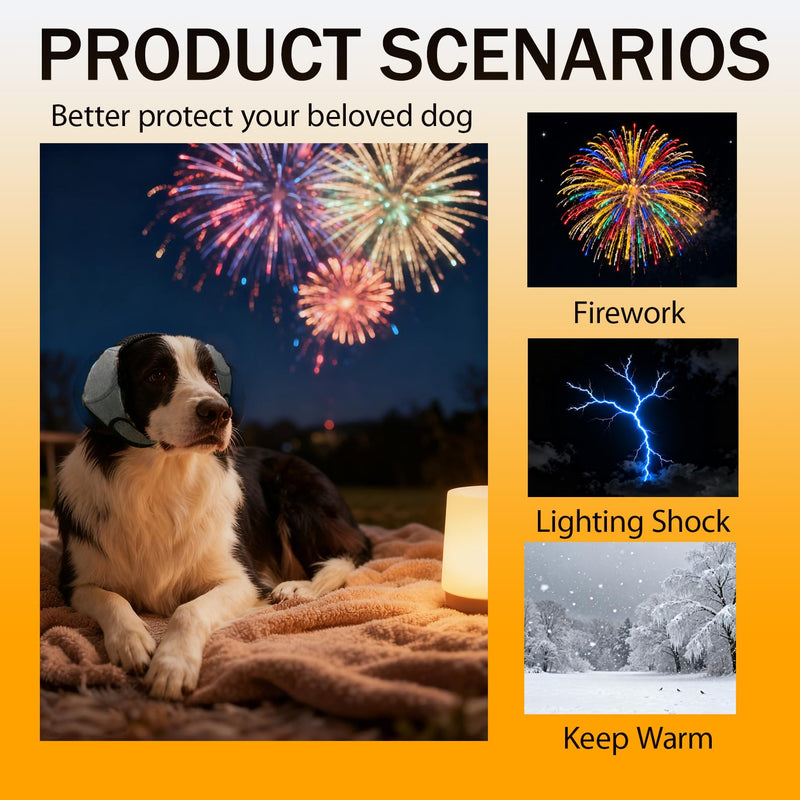Dog Ear Protectors for Noise Protection, Waterproof Warm Comfortable Dog Ear Defenders, Adjustable Pet Muffs for Dogs Bathing and Swimming, Grooming, Traveling, Noise-Reducing, Gray, M