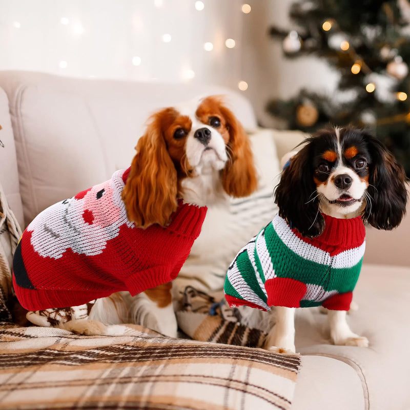 4 Pcs Puppy Christmas Sweater Dog Ugly Xmas Santa Knitted Sweater Small Dog Christmas Outfit Pet Winter Holiday Knitwear Cat Turtleneck Knitwear for Pet Kitten Puppy(M) M - PawsPlanet Australia