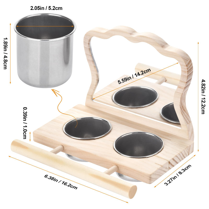 Bird Perch Platform Toy with Mirror, Standing Rack & Stainless Steel Bowl - Wooden Play & Exercise Gym Stand, Cage Accessory for Cockatoos, Lovebirds, Budgies, Pacific Parrotlets & Canaries 1