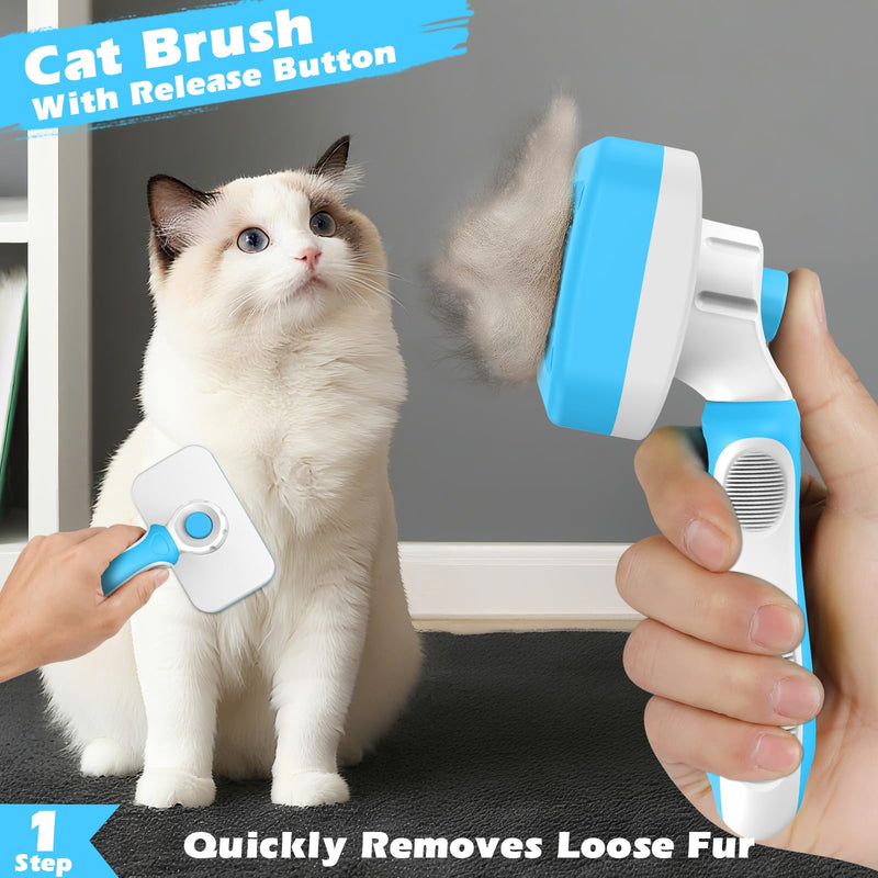 Comotech 3PCS Cat Grooming Supplies,Cat Brush & Nail Clipper/Trimmer & Flea Comb for Shedding Indoor Cats Dogs and Small Animals - Meet All Your Pet's Daily Grooming Needs - All in One Set (Blue) Blue - PawsPlanet Australia