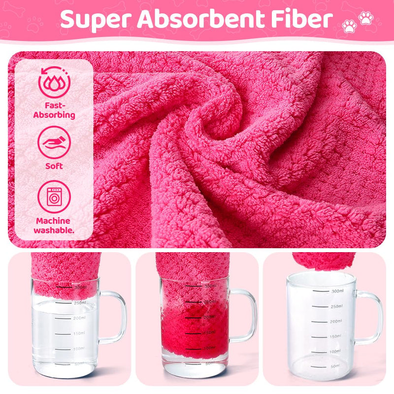 Dog Bathrobe Towel - Super Absorbent Dog Drying Coat, Warming Bath Robes for After Bath Shower Swim Walk for Small Medium Large Dogs Cats Pet XXL Fuchsia - PawsPlanet Australia