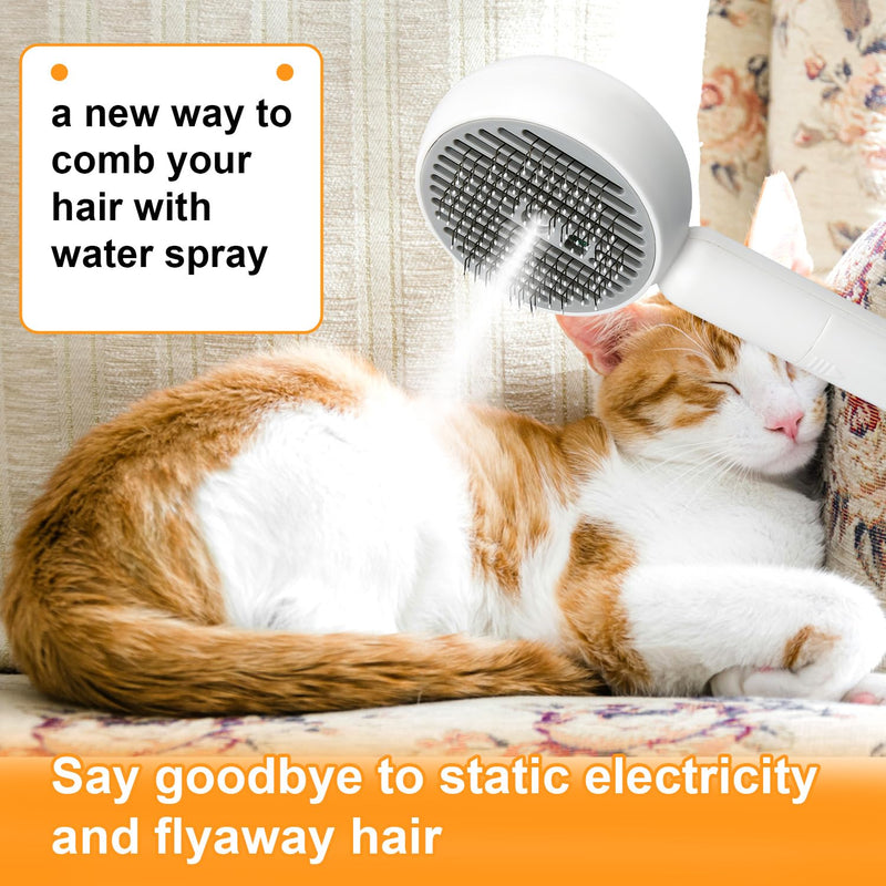 Pet Steam Brush, 3-in-1 Grooming Comb for Cats & Dogs Water Spray Shedding Brush for Long and Short Haired Pets Comb