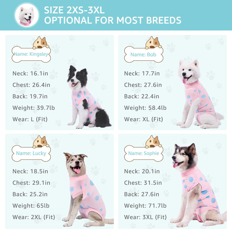 Dog Recovery Suit, Professional Dog Surgery Suit Post Spay, Neuter, Abdominal Surgical Suit for Male Female Dogs Can Pee, Prevent Licking Soft Breathable Cotton Covers Wound (Pink, XX-Large) - PawsPlanet Australia