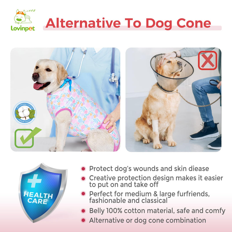 LovinPet Spay Suit for Female Dog: Surgical Suit for Male Dogs Female & Male Anti-Licking Protection Full Body Coverage for Anti-Shedding XL Pink - PawsPlanet Australia