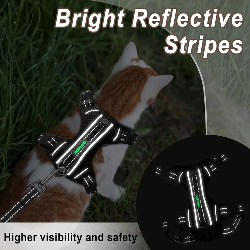 Cat Harness and Leash Set for Walking Escape Proof for Small Large cat Kitten Harness with ID tag Pocket (Black,XS) X-Small Black - PawsPlanet Australia
