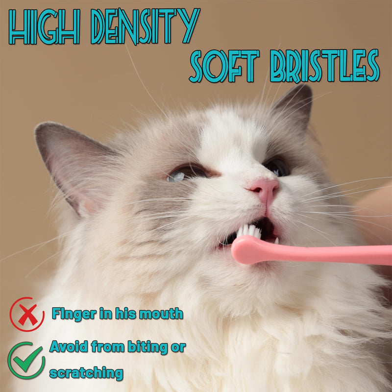 E.M&S.T by Emmeliestella Small Dog & Cat Toothbrush Micro Head, Cat Dental Care, Pets Toothbrush, Oral Hygiene, Easy to Handle, Deep Clean, Soft Bristles, Multi-angle, Round&Pointed Toothbrush, 5 PCS - PawsPlanet Australia
